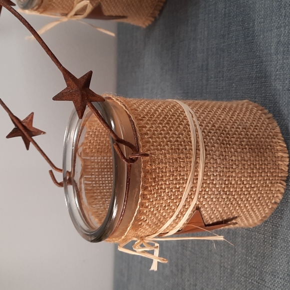 Candle Votive Holder Vase set 5 Burlap Rusty Stars Indoor Outdoor Decoration - Picture 14 of 16
